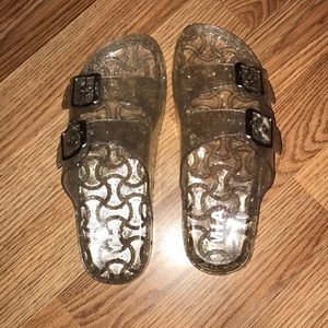 size 7 clear glittery sandals